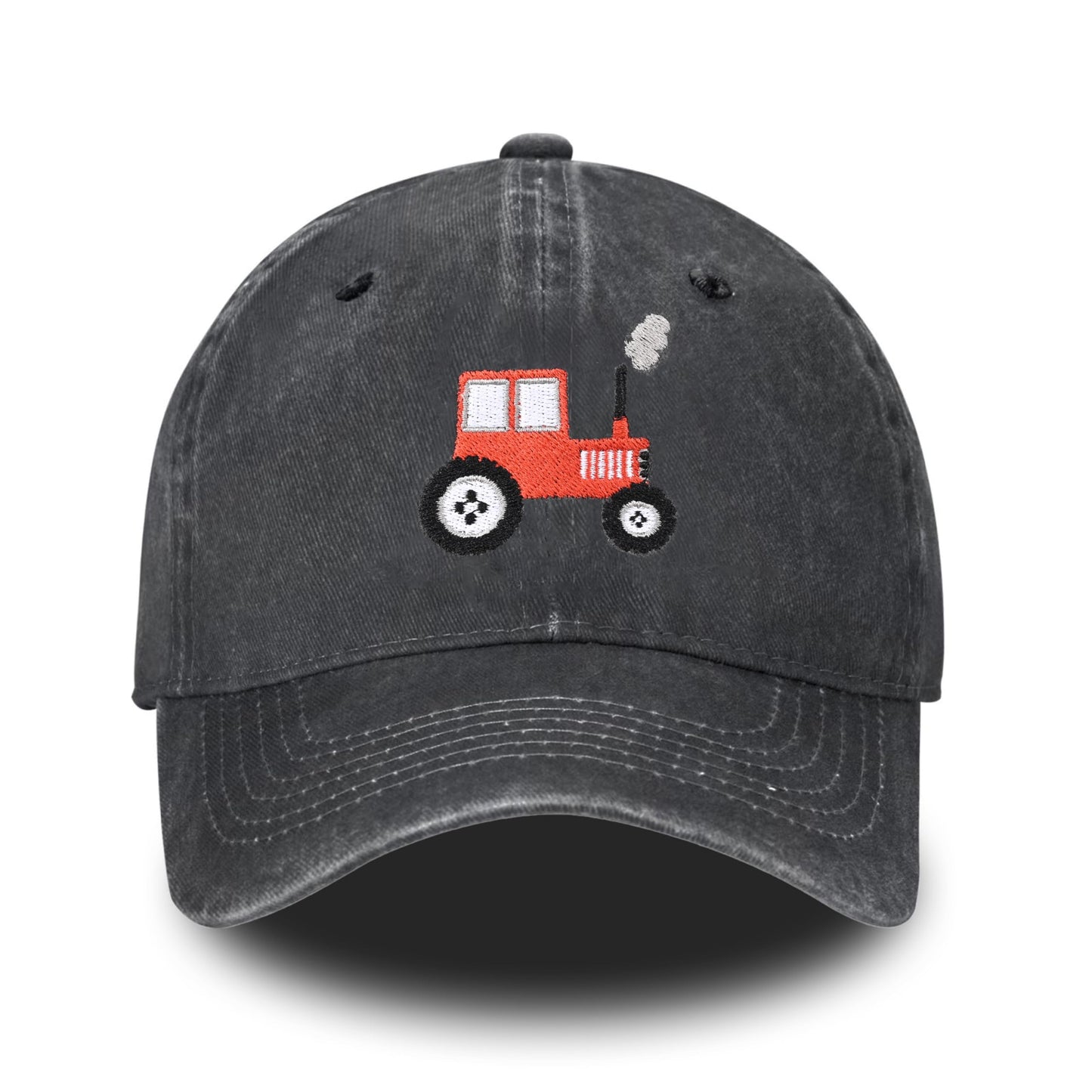 Embroidered Baseball Cap Adjustable Vintage Washed Distressed Denim Baseball Hat for Women Men