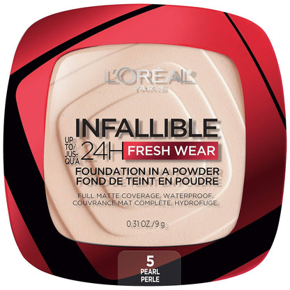 L'Oreal Paris Makeup Infallible Fresh Wear Foundation in a Powder, Up to 24H Wear, Waterproof, Vanilla, 0.31 oz. (Packaging May Vary)