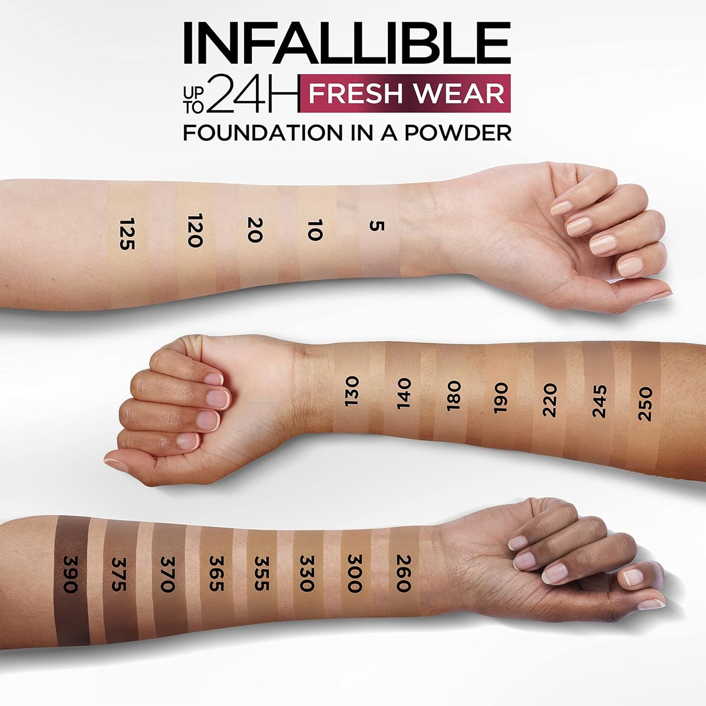 L'Oreal Paris Makeup Infallible Fresh Wear Foundation in a Powder, Up to 24H Wear, Waterproof, Vanilla, 0.31 oz. (Packaging May Vary)