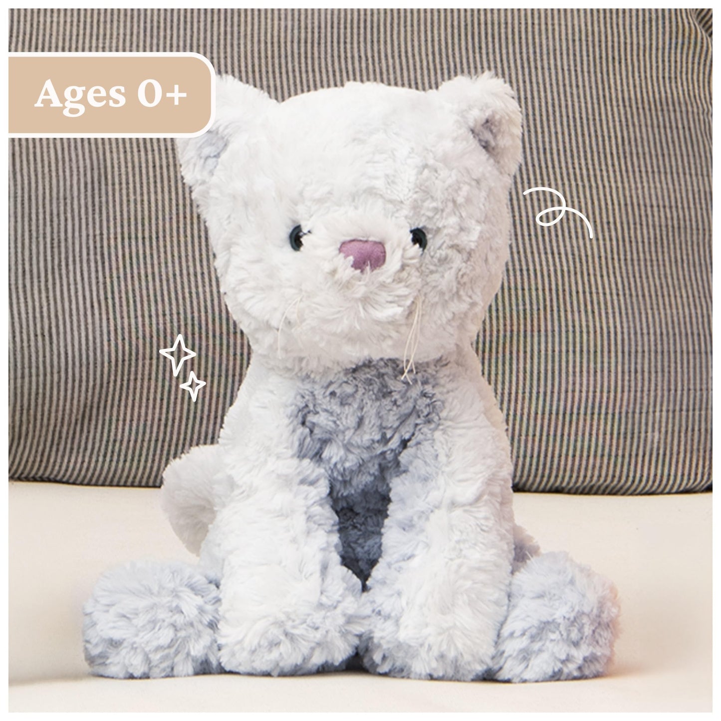 GUND Cozys Collection Cow, Stuffed Animal for Ages 0 and Up, Spring Decor Plush Toy, Cream/Blue, 10”