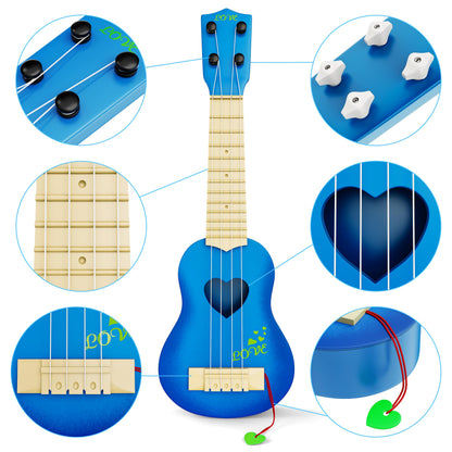 YEZI Classical Ukulele for Kids, Mini Toddler Guitar Toy with Pick, Educational Musical Instrument for Preschool Boys Girls, Early Learning Music Toy for Ages 3 4 5 6+ Years Old, Brown