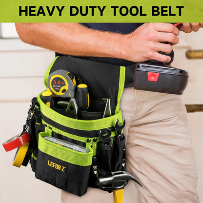 Tool Belt,Magnetic Tool Pouch,14-Pockets Tool Belts for Men,Detachable & Adjustable Tool Pouch belt for Electrician,Carpenter,Construction,Work Apron,Utility Belt,Black-Yellow