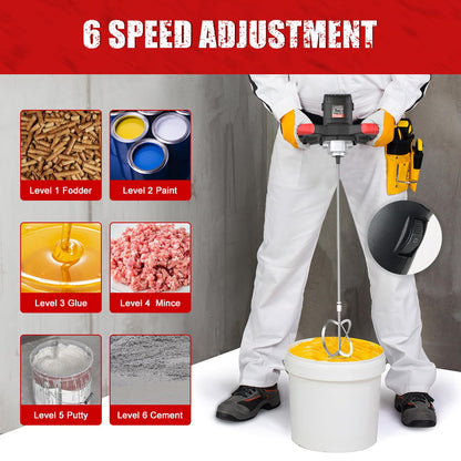 IMAYCC Handheld Cement Mixer, Portable Concrete Mixer,110V 6 Speed Mixing Drill, 2100W Drill Mixer for mud,Motar,Paint, Grout, Plaster,Thinset etc.