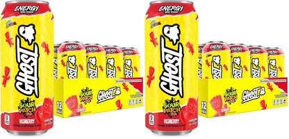 GHOST Energy Drink, Zero Sugars, 12-Pack, Cherry Limeade, 16oz | Energy & Focus Pre Workout Drink, No Artificial Colors, Gluten-Free, Vegan - 200MG Natural Caffeine, L-Carnitine, Taurine