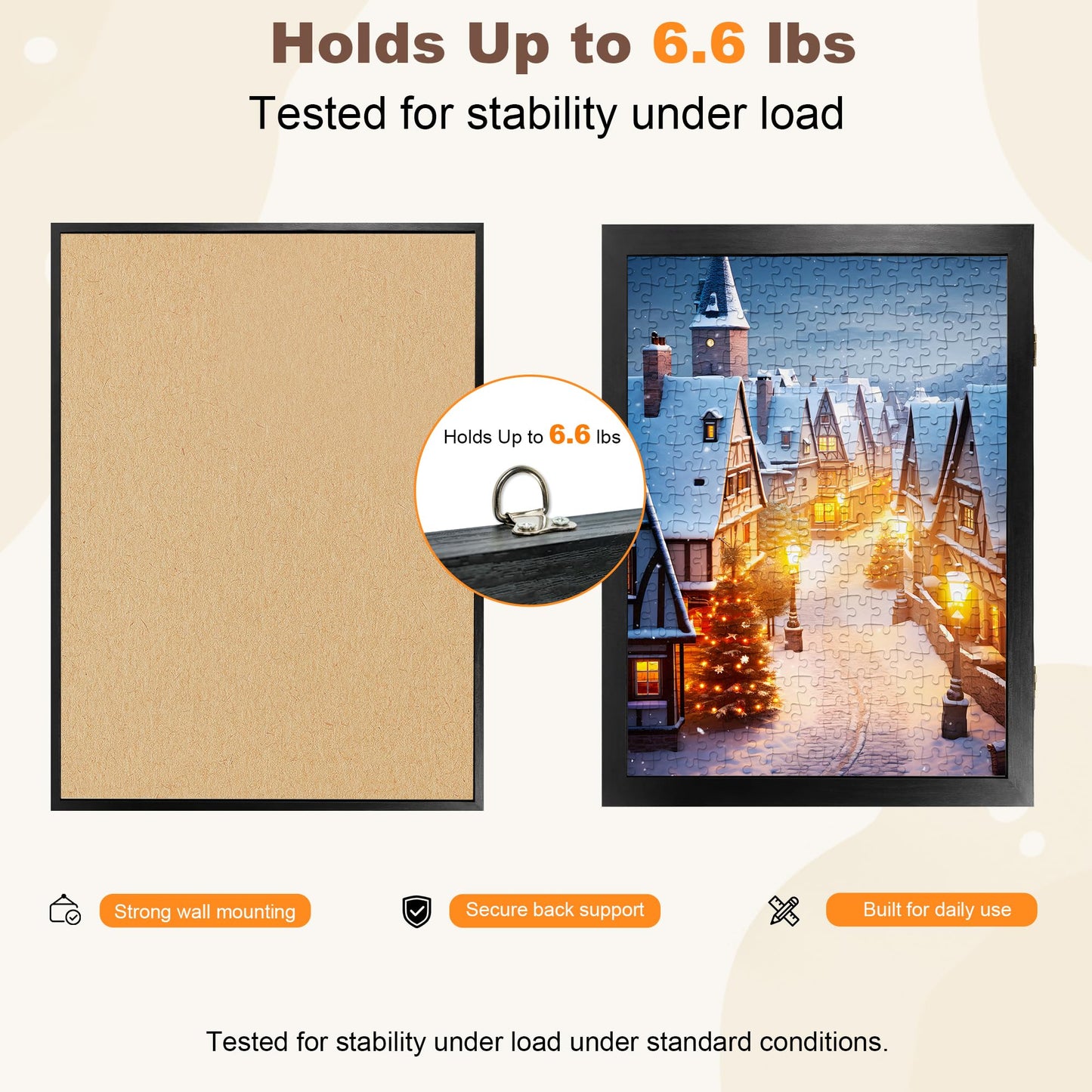 ALL4JIG Premium Wooden Puzzle Picture Frame with 5-Puzzle Storage Capacity for 1000 Piece Puzzles, Tool-Free Easy Assemble Display, Non-Glue Mounting Kit & Hanging Hardware Included (29" x 25")