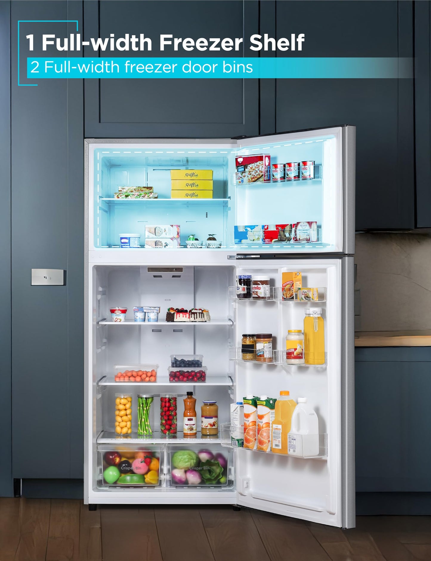 BLACK+DECKER 16.4 Cu. Ft. Top Mount Refrigerator with Freezer, 2 Door Refrigerator with Top Freezer and Separate Temperature Controls, Auto Defrost, BR1640KW, White
