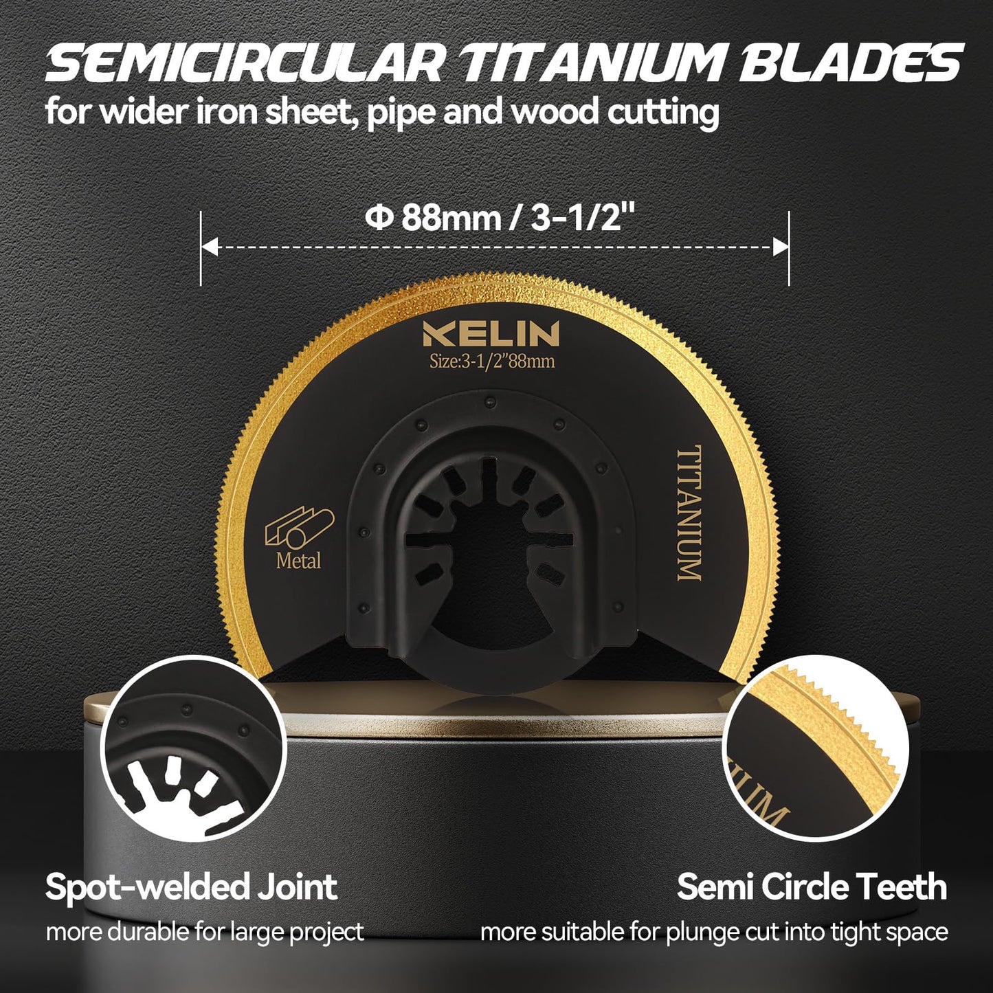 KELIN 6PCS Oscillating Multi Tool Hook Knife Blades, Multitool Saw Blades for Soft Materials Like Roofing Shingles, Carpet, Cardboard & PVC Flooring, Universal Interface