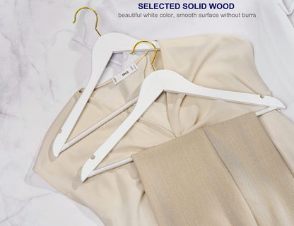 Amber Home 30 Pack Wooden Coat Hangers, Natural Wood Suit Hangers with Non-Slip Pant Bar, Clothes Hangers for Closet Organization, Shirts, Jackets, Dresses, and Pants (Natural, 30)