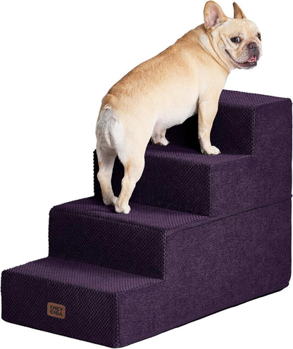 EHEYCIGA Dog Stairs for Small Dogs 13.5" H, 3-Step Dog Steps for Couch Sofa and Chair, Pet Steps for Medium Cats, Non-Slip Balanced Pet Ramp Indoor, Grey