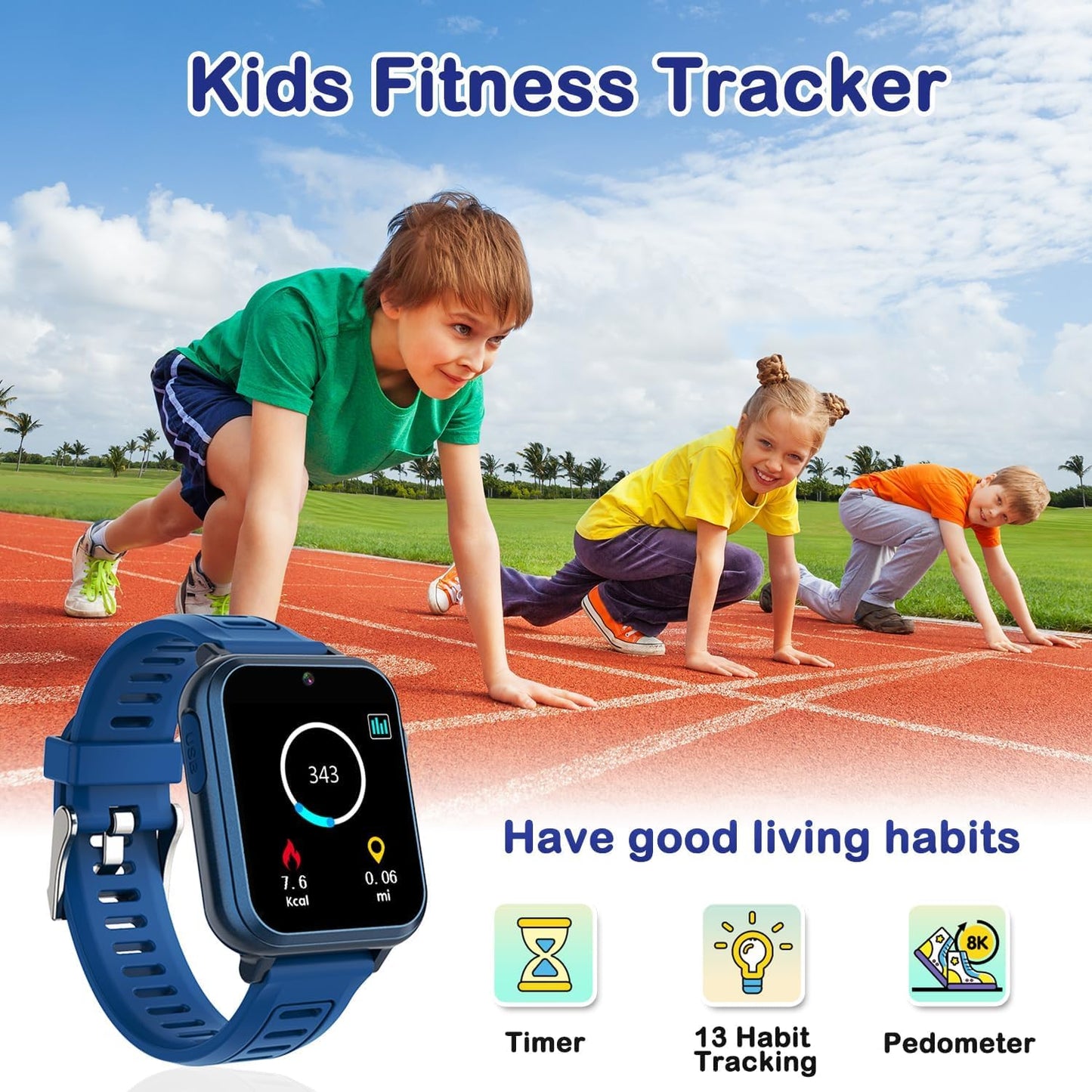 Cosjoype Kids Game Smart Watch for Kids with 39 Puzzle Games HD Touch Screen Camera Music Player Pedometer Alarm Clock Calculator Flashlight 12/24hr Kid Watch Gift for 4-12 Year Old Boys Toys for Kid