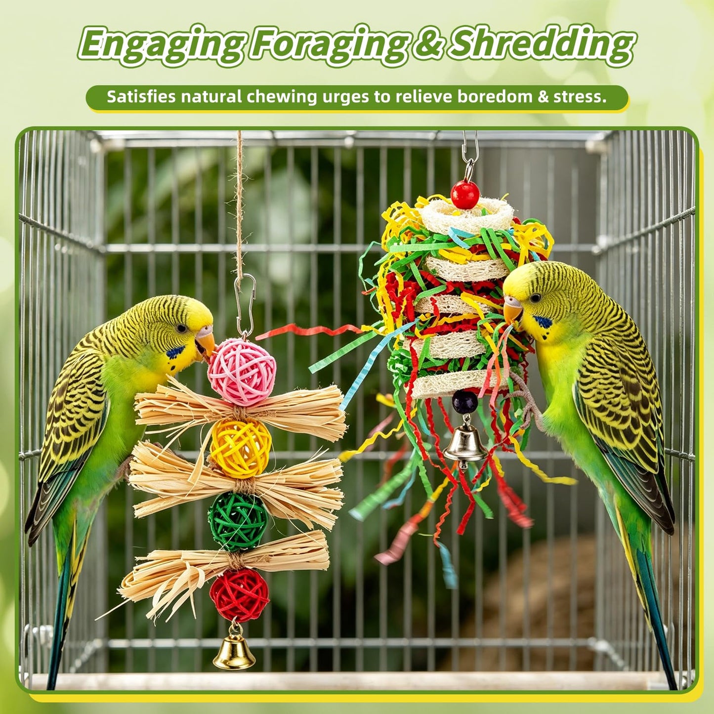8 PCS Bird Perch Set for Cage - Natural Apple Wood Platforms & Hardwood Branches for Parakeets, Budgies, Cockatiels - Small Bird Habitat Gym, Climbing Stand & Safe Chew Toys