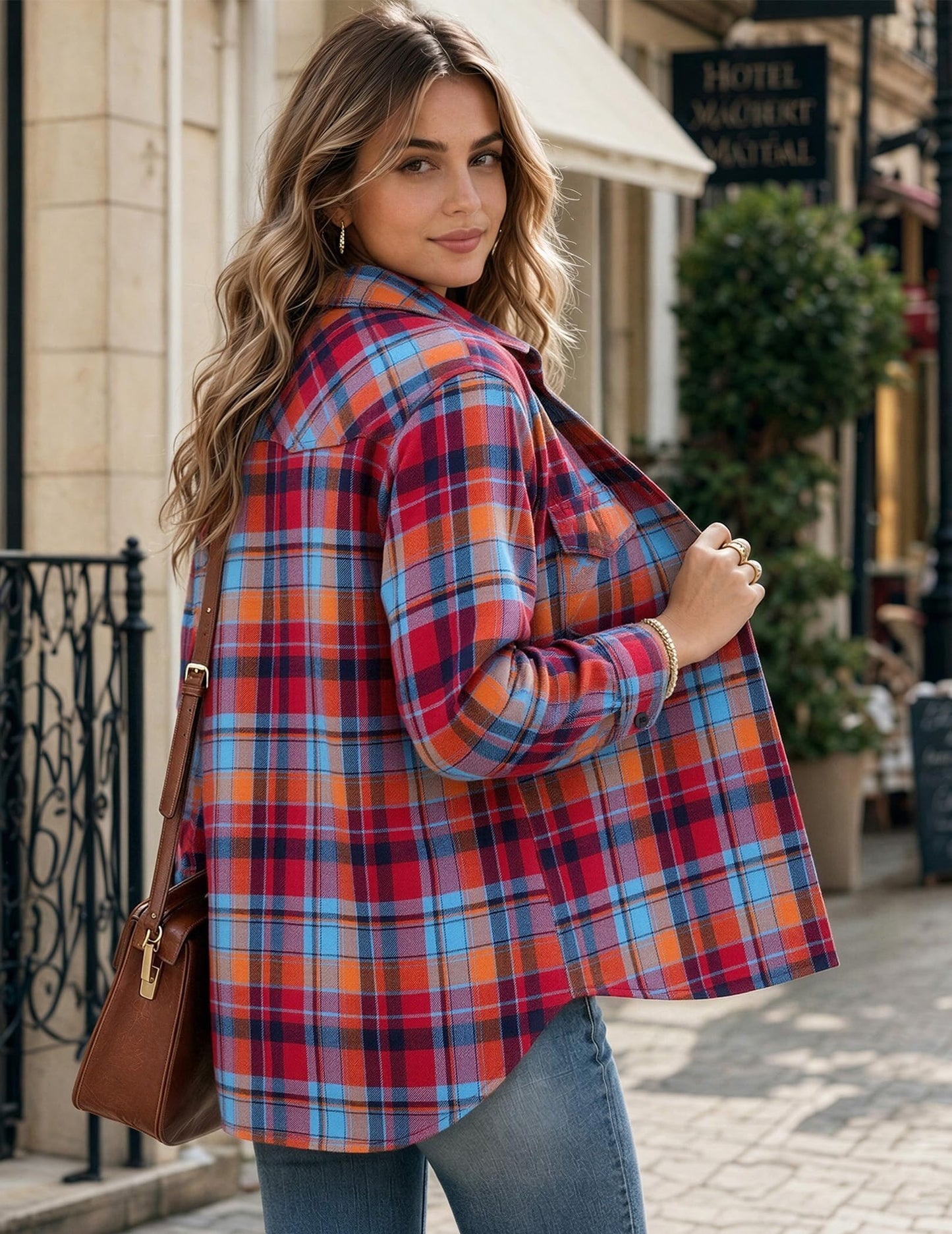 Zeagoo Flannel Shirt Women Plaid Button Down Shackets Long Sleeve Fall Tops | Cotton Brushed Flannel Shirts Lightweight Loose Fit Blouse Business Casual Office Outfits 2026 Fashion Summer Western Clothes