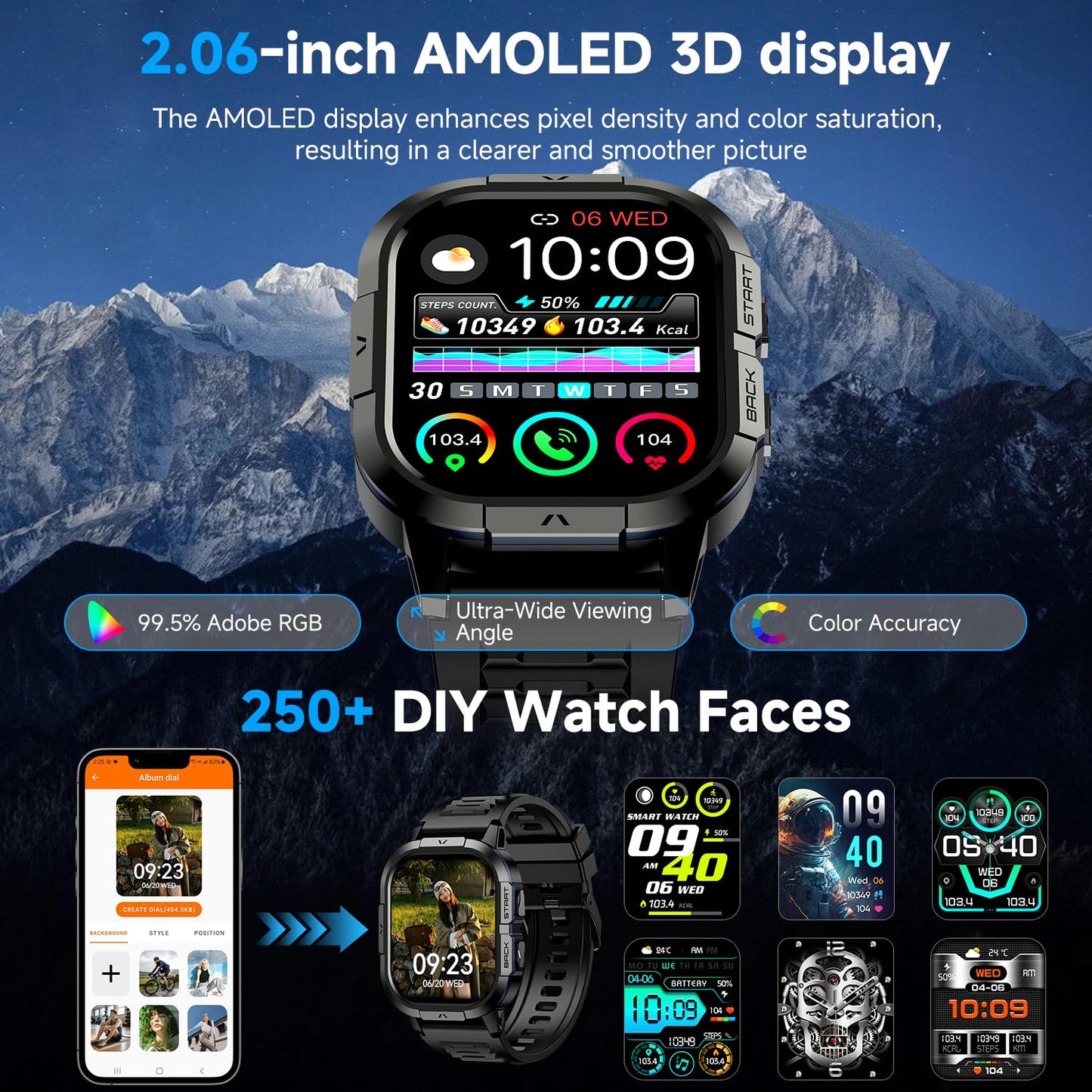 Smart Watch for Men Fitness Tracker: Military Waterproof Make Answer Call Digital Mens Watches Running Step Pedometer Smartwatch Compatible Samsung Android and iPhone Sleep Heart Rate SpO2 Monitor