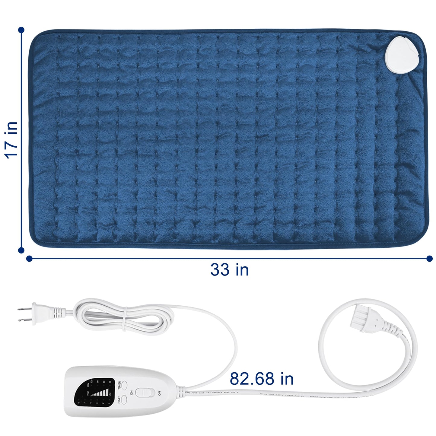 Electric Heating pad with 6 Heat Settings, Auto Shut Off, Dry Electric Heating for Back Neck Knee Arms Legs Shoulder Heat Pads for Christmas Birthday Father Mother's Day (24"X12", Gray Green)
