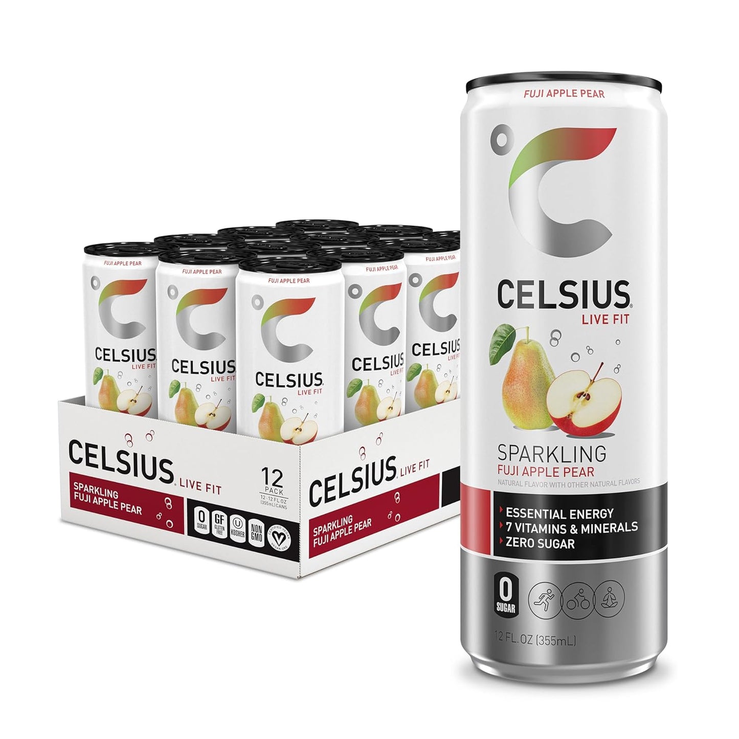 CELSIUS Sparkling Orange, Sugar Free Energy Drink, 12 Fl Oz (Pack of 12)