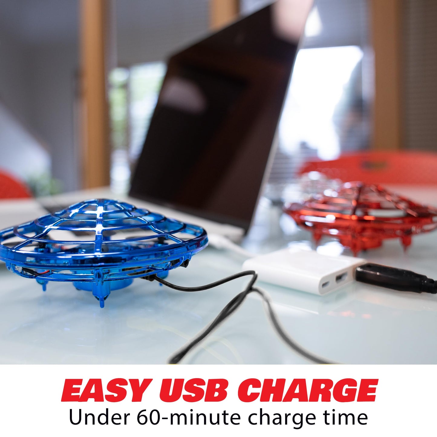 Force1 Scoot Combo Hand Operated Drone for Kids or Adults - Hands Free Motion Sensor Mini Drones, Easy LED Indoor Rechargeable UFO Flying Orb Ball Drone Toys for Boys and Girls (Red/Blue)