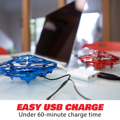 Force1 Scoot Combo Hand Operated Drone for Kids or Adults - Hands Free Motion Sensor Mini Drones, Easy LED Indoor Rechargeable UFO Flying Orb Ball Drone Toys for Boys and Girls (Red/Blue)