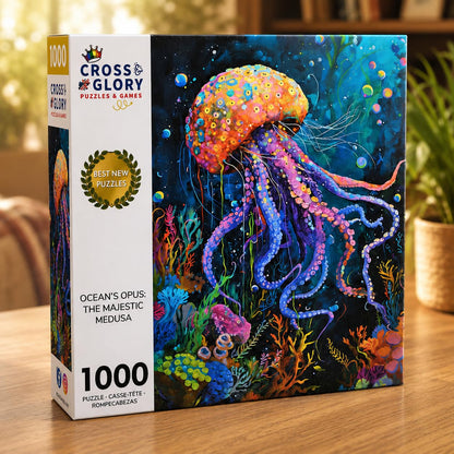 Cross & Glory | Jigsaw Puzzles 1000 Pieces for Adults | Deep Blue Octopus Odyssey | Ocean Octopus Puzzles for Adults | Challenging Brain Teaser Ocean Puzzle | 20 x 27 Inches