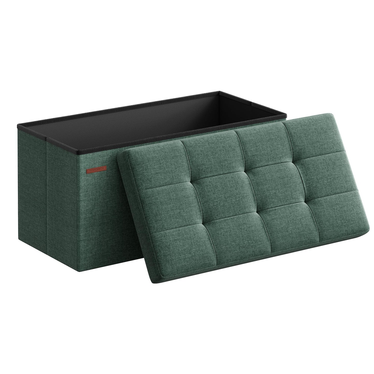 SONGMICS MAZIE Collection - 30 Inches Folding Storage Ottoman Bench, Ottoman Foot Rest, End of Bed Bench, Storage Chest, Load 660 lb, for Living Room, Bedroom, Entryway, Dark Gray ULSF47K
