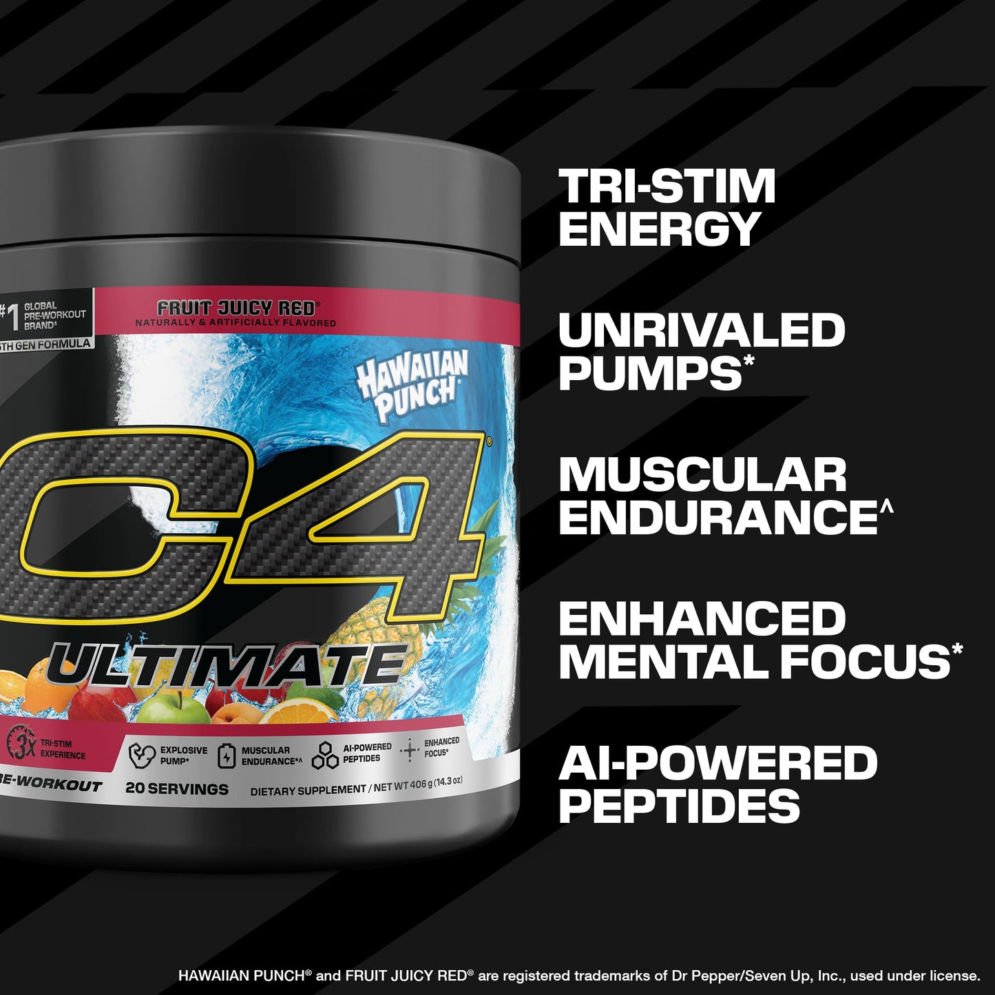C4 Ultimate Pre Workout Powder Watermelon - Sugar Free Preworkout Energy Supplement for Men & Women - 300mg Caffeine + 3.2g Beta Alanine + 2 Patented Creatines - 20 Servings