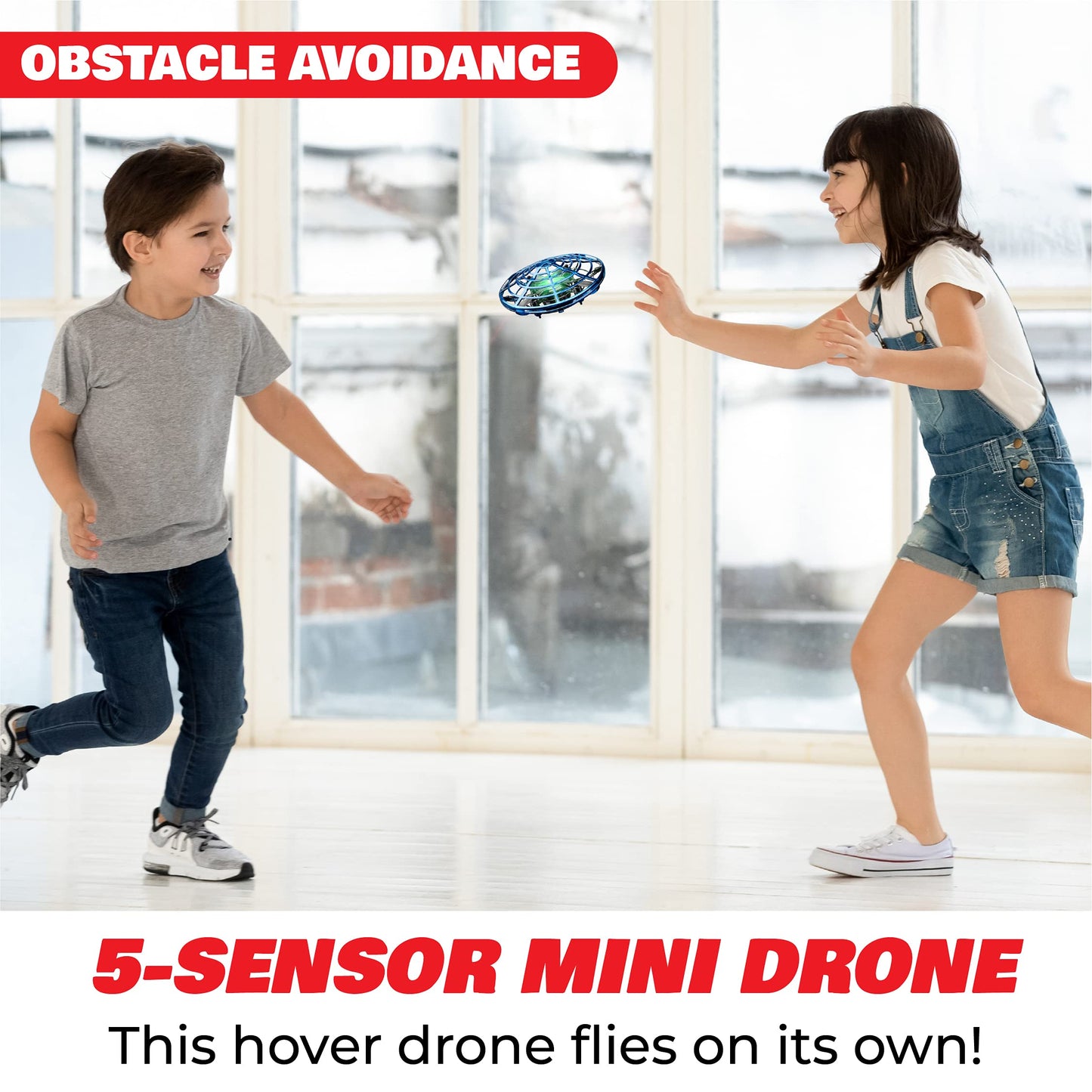 Force1 Scoot Combo Hand Operated Drone for Kids or Adults - Hands Free Motion Sensor Mini Drones, Easy LED Indoor Rechargeable UFO Flying Orb Ball Drone Toys for Boys and Girls (Red/Blue)