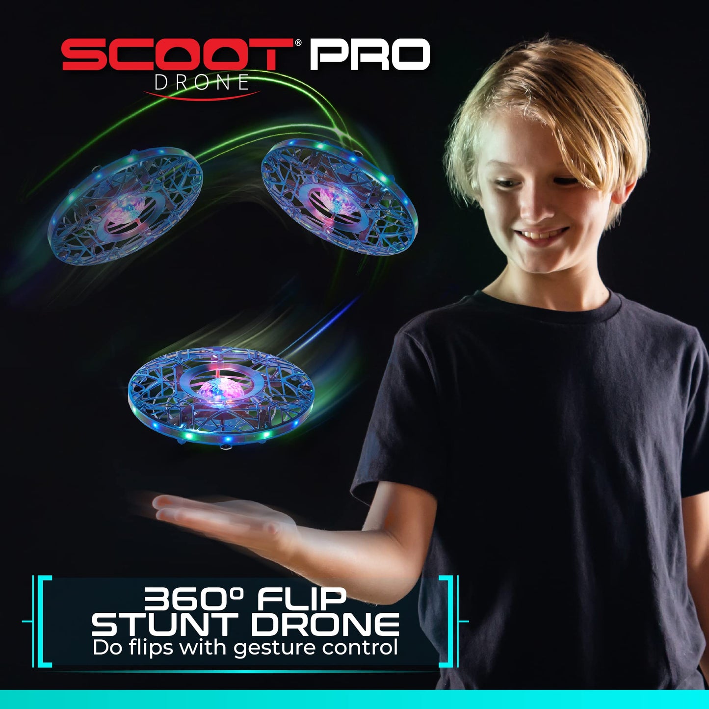 Force1 Scoot Combo Hand Operated Drone for Kids or Adults - Hands Free Motion Sensor Mini Drones, Easy LED Indoor Rechargeable UFO Flying Orb Ball Drone Toys for Boys and Girls (Red/Blue)