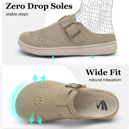 Spesoul Clogs for Women Wide Width Slip On Mules Slide On Potato Shoes Diabetic Slippers Closed Toe Zero Drop for Swollen Feet Summer Indoor Outdoor