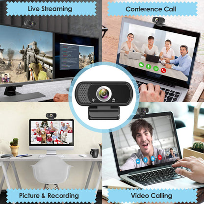 ToLuLu Streaming Webcam 2K 50FPS Web Cam, LED RGB Webcam with Microphone and Light, Autofocus Computer Camera with Cover and Tripod, Plug-Play USB Web cam for PC Desktop/MacBook Gaming Video Calling