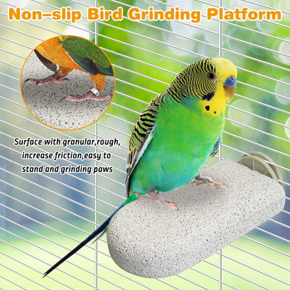 PINVNBY 4 PCS Bird Perch Stands Parrot Calcium Perch Beak Grinding Stone Foot Claws Trimmer Parakeet Platform Parrot Chewing Toys for Small Medium Cockatiel Conure Lovebird Finch