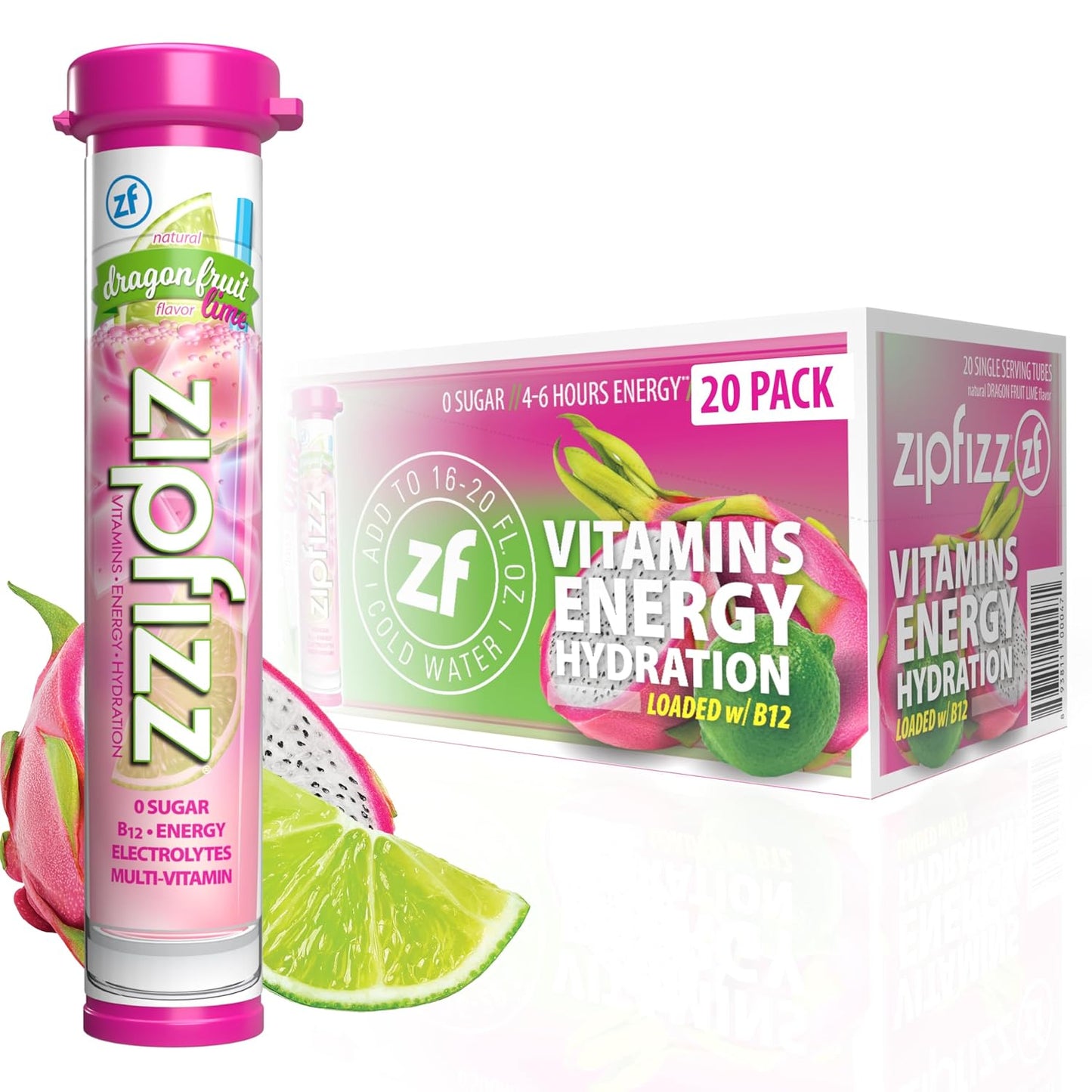 Zipfizz Daily Energy Drink Powder, Blood Orange, 20 Pack | 3-in-1 Sustained Energy, Rapid Hydration, and Essential Vitamins | Sugar-Free | Electrolyte Powder | Contains Vitamin B-12 & Antioxidants