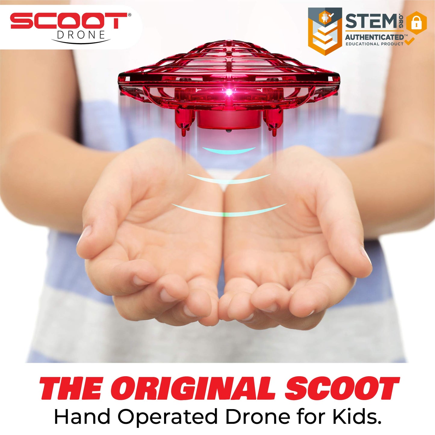 Force1 Scoot Combo Hand Operated Drone for Kids or Adults - Hands Free Motion Sensor Mini Drones, Easy LED Indoor Rechargeable UFO Flying Orb Ball Drone Toys for Boys and Girls (Red/Blue)