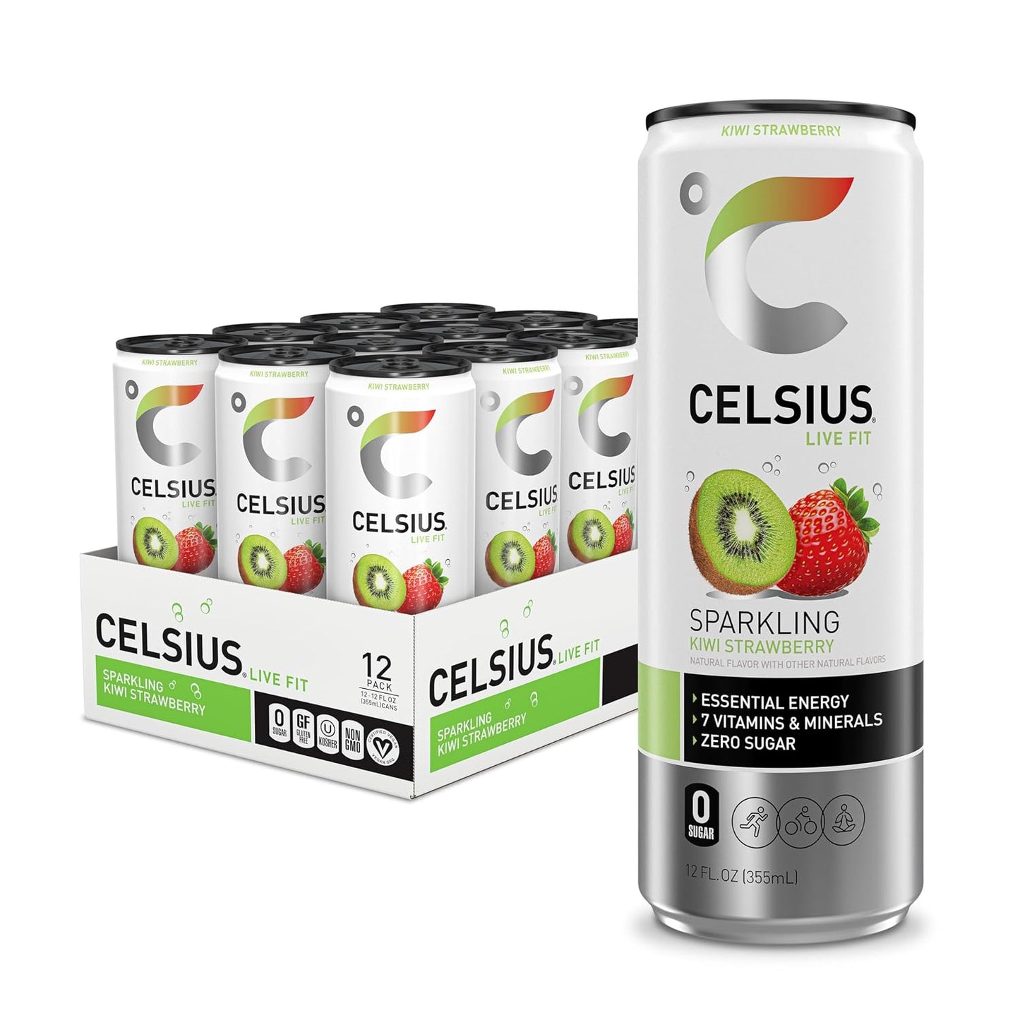 CELSIUS Sparkling Orange, Sugar Free Energy Drink, 12 Fl Oz (Pack of 12)