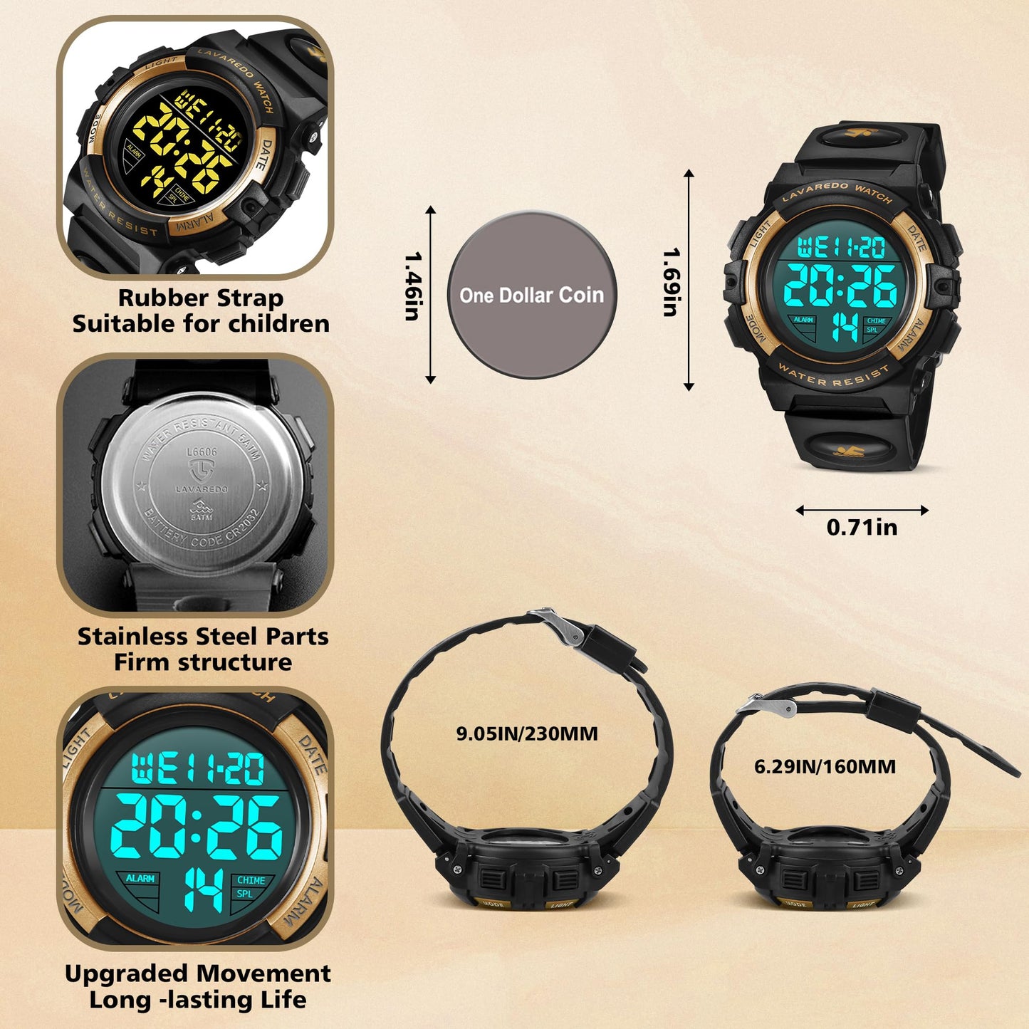 Kids Watch,Boys Watch for 3-15 Year Old Boys,Digital Sport Outdoor Multifunctional Chronograph LED 50 M Waterproof Alarm Calendar Analog Watch for Children with Silicone Band,Kids Gift