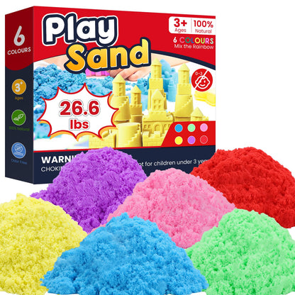 FURWEY 6.6lbs Play Sand,Mixed Packaging of 3-Color Sensory Sand,Suitable for Children to Shaping, Squeezing and Sculpting（Without Molds）