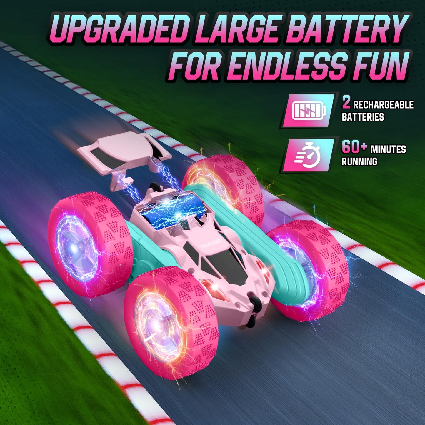 Hamdol Remote Control Car for Kids, 360° Rotating Double-Sided RC Car with LED Headlights, 4WD 2.4GHz Electric Rechargeable Toy Vehicle for Boys and Girls, Perfect Birthday