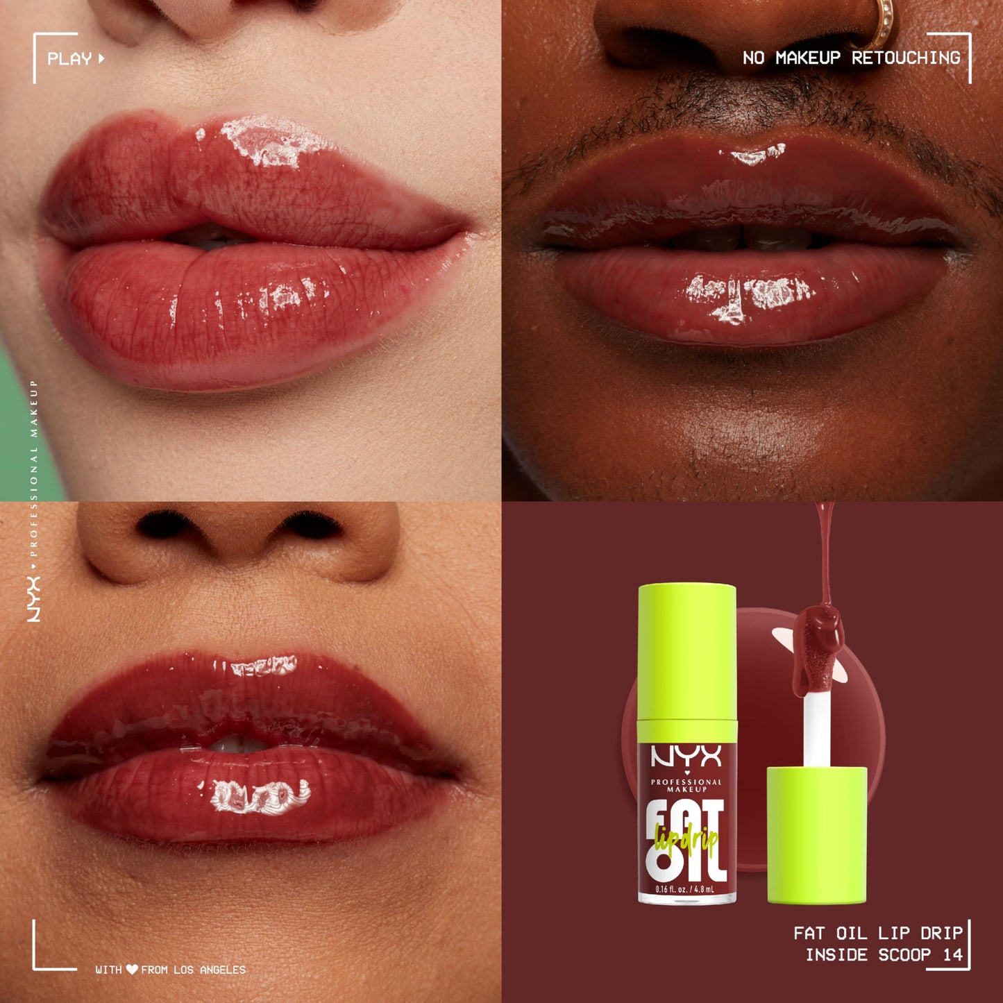 NYX PROFESSIONAL MAKEUP Fat Oil Lip Drip, Moisturizing Lip Oil Gloss, Vegan Tinted Formula, Up to 12 HR Hydration - Supermodel (Shimmering Magenta)