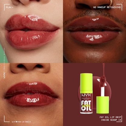 NYX PROFESSIONAL MAKEUP Fat Oil Lip Drip, Moisturizing Lip Oil Gloss, Vegan Tinted Formula, Up to 12 HR Hydration - Supermodel (Shimmering Magenta)