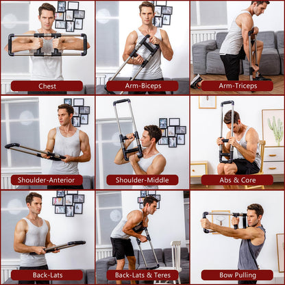 GoFitness Push Down Bar, Chest Exerciser at Home Workout Equipment | Upper Body Strength Trainer for Chest, Arm, Shoulder, Back and Abs, Home Fitness Equipment