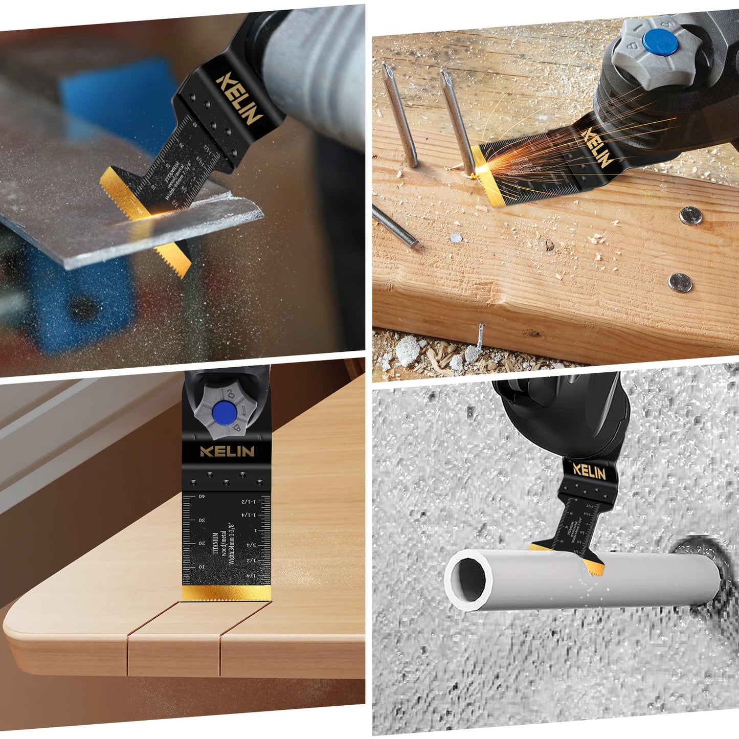 KELIN 6PCS Oscillating Multi Tool Hook Knife Blades, Multitool Saw Blades for Soft Materials Like Roofing Shingles, Carpet, Cardboard & PVC Flooring, Universal Interface