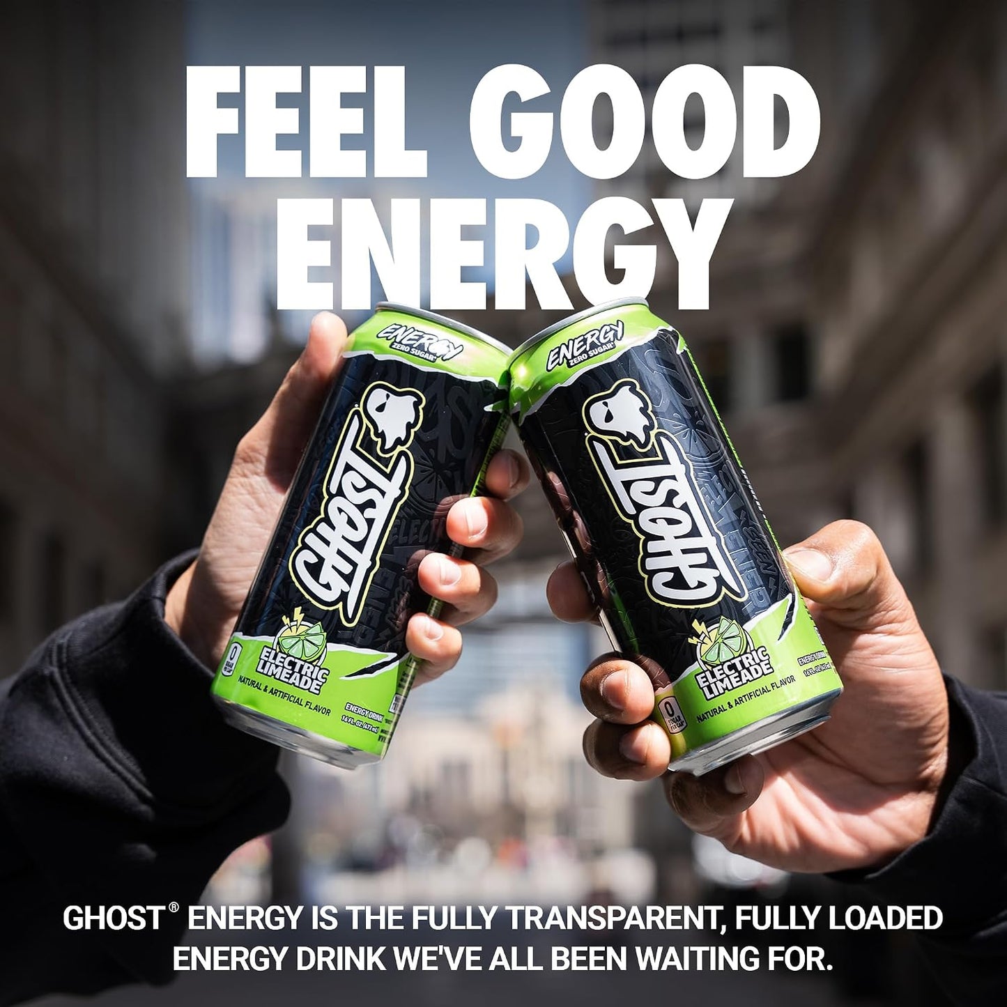 GHOST Energy Drink, Zero Sugars, 12-Pack, Cherry Limeade, 16oz | Energy & Focus Pre Workout Drink, No Artificial Colors, Gluten-Free, Vegan - 200MG Natural Caffeine, L-Carnitine, Taurine