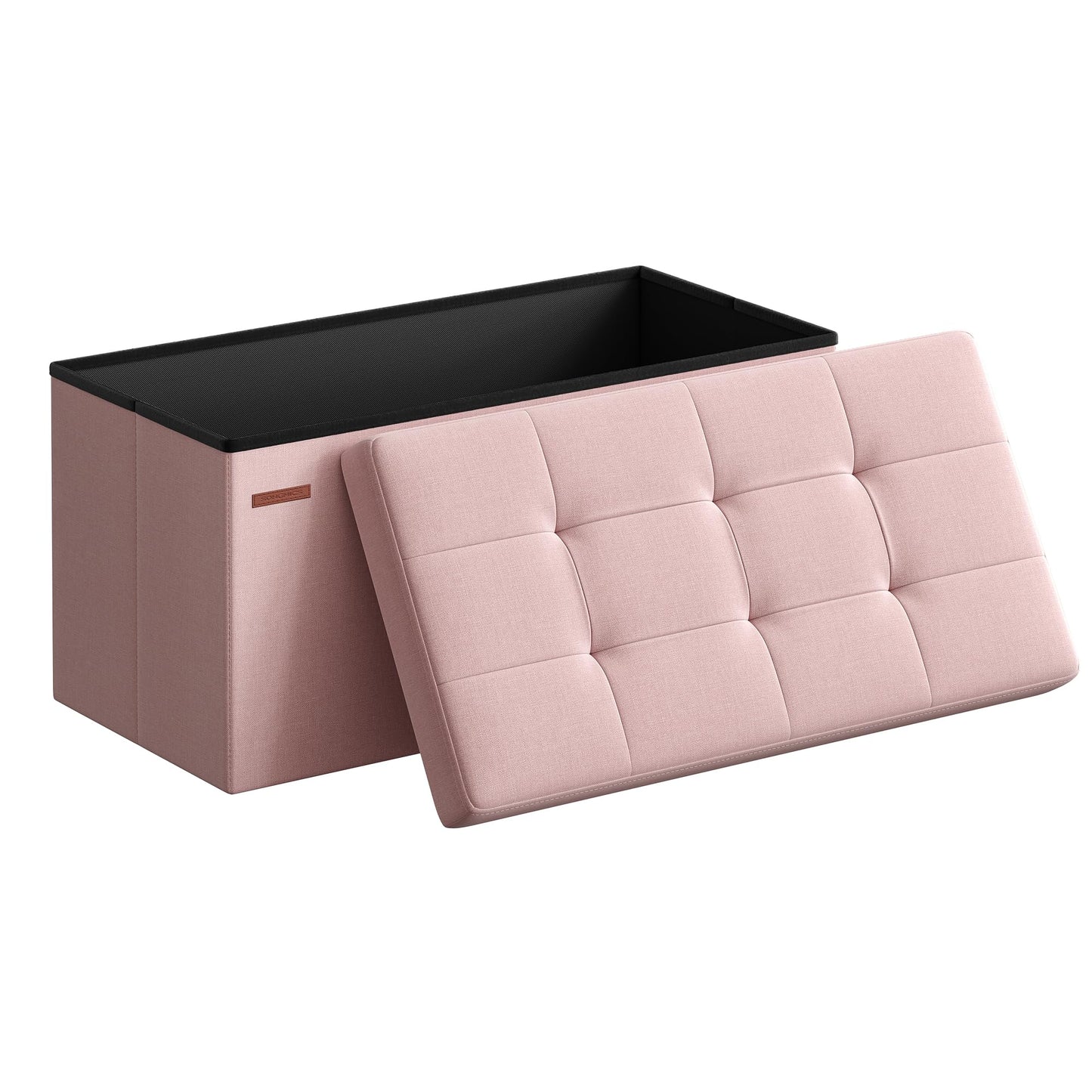 SONGMICS MAZIE Collection - 30 Inches Folding Storage Ottoman Bench, Ottoman Foot Rest, End of Bed Bench, Storage Chest, Load 660 lb, for Living Room, Bedroom, Entryway, Dark Gray ULSF47K