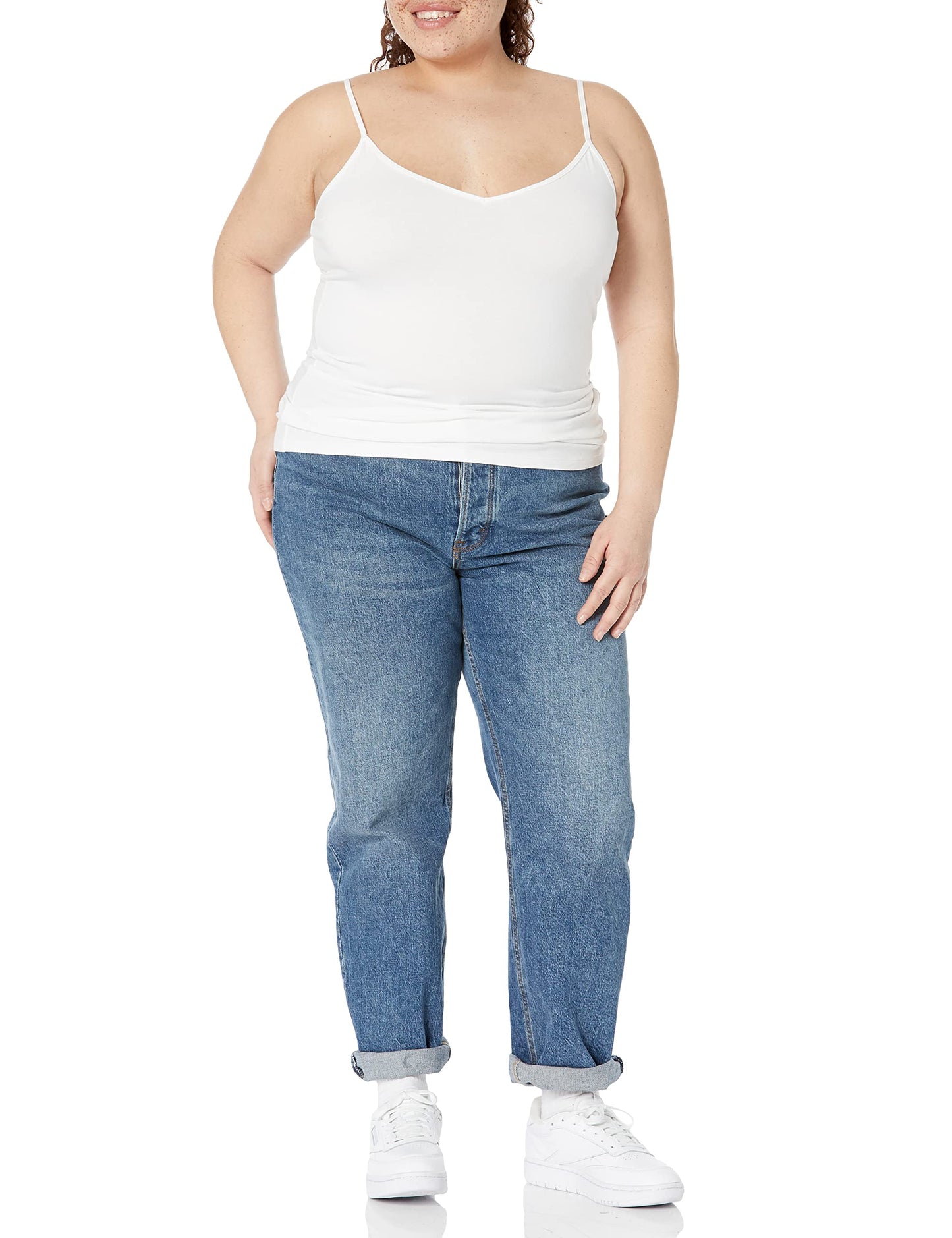 Amazon Essentials Women's Slim-Fit V-Neck Cami, Pack of 4