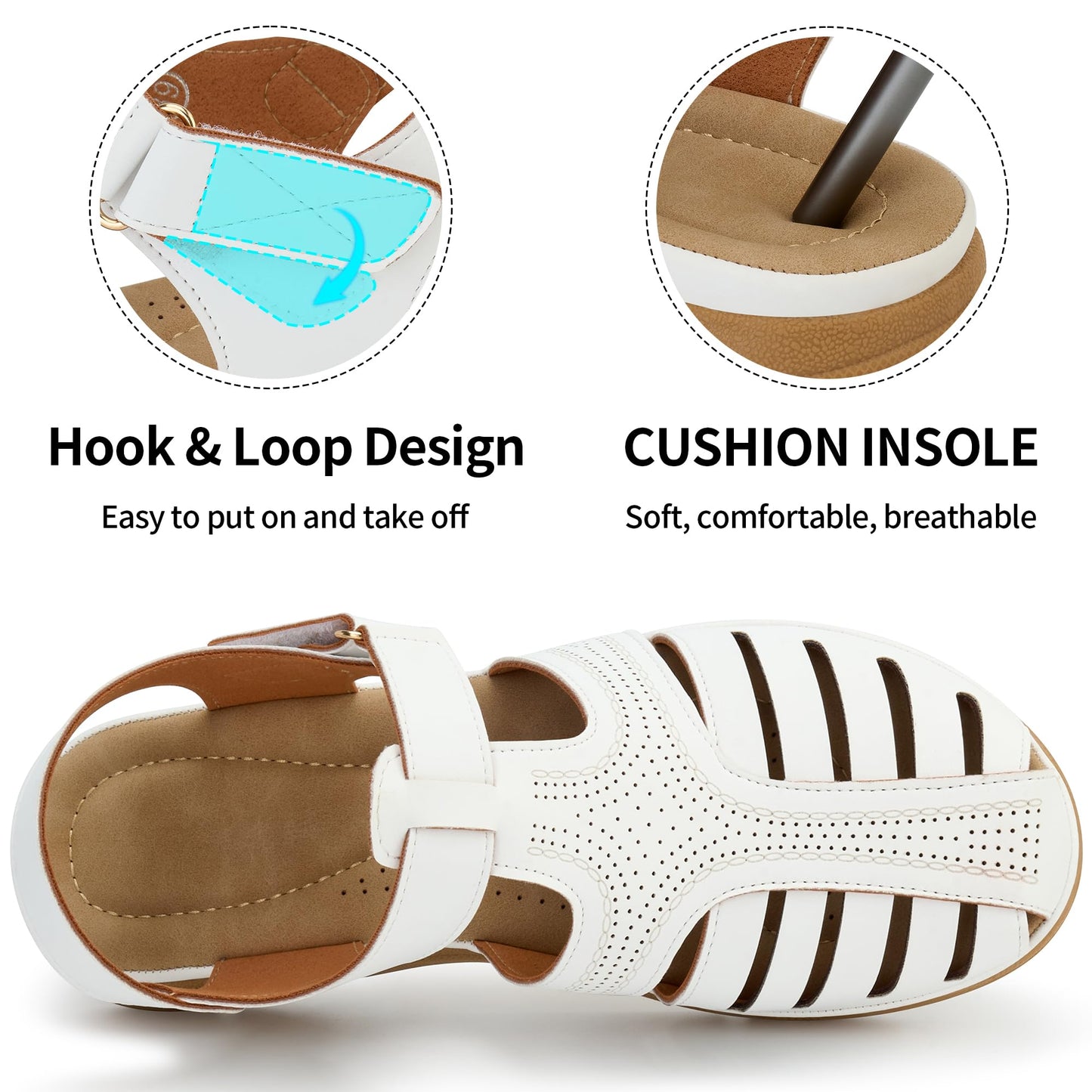 Womens Summer Flat Sandals: Comfortable Closed Toe Dressy Flats Sandals Ankle Strap Casual Outdoor Fisherman Walking Sandal