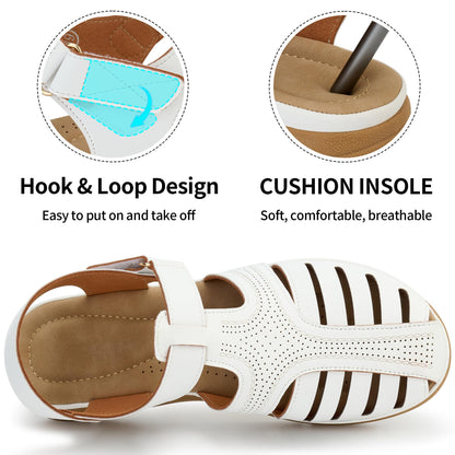 Womens Summer Flat Sandals: Comfortable Closed Toe Dressy Flats Sandals Ankle Strap Casual Outdoor Fisherman Walking Sandal