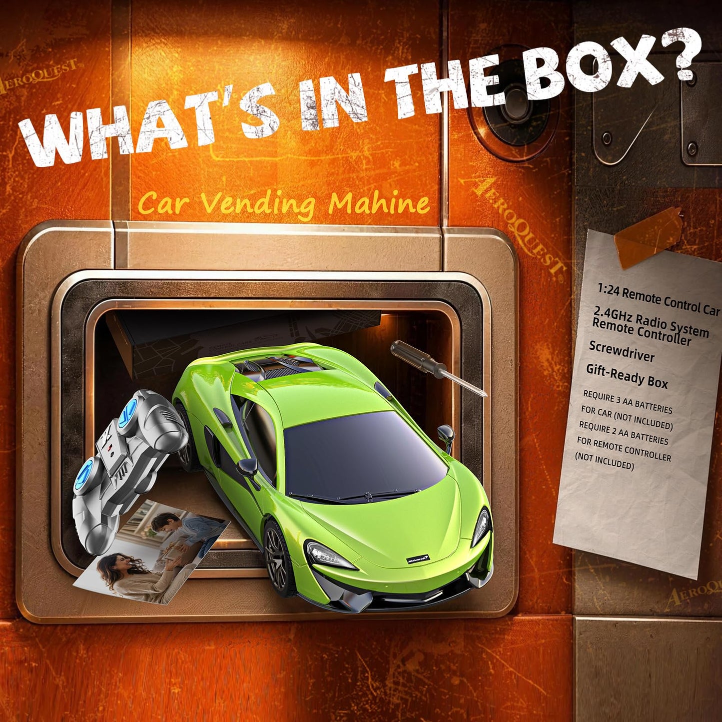 AEROQUEST 1:24 Lamborghini Remote Control Car （Green） | Officially Licensed,Birthday Gift,Toys for ages 3-8,Aventador SVJ Mode,Electric Sport Racing,Hobby RC Cars