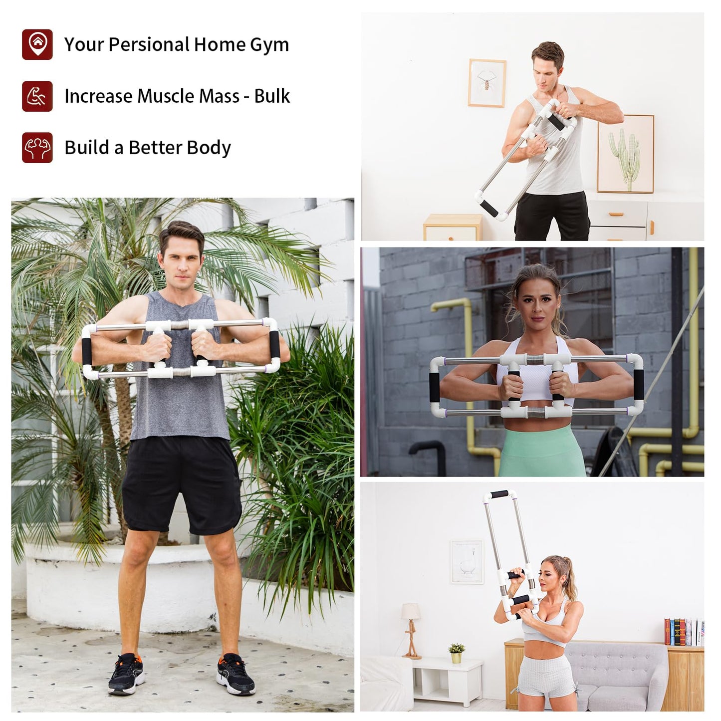 GoFitness Push Down Bar, Chest Exerciser at Home Workout Equipment | Upper Body Strength Trainer for Chest, Arm, Shoulder, Back and Abs, Home Fitness Equipment