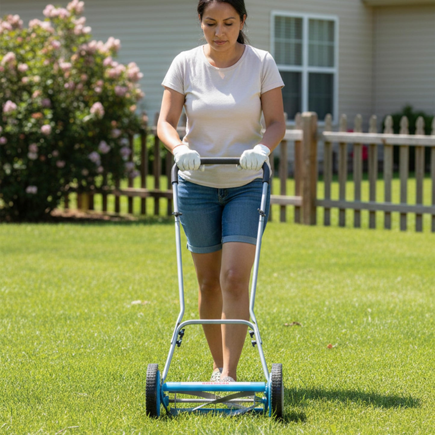 American Lawn Mower 1204-14 14-Inch 4-Blade Push Reel Lawn Mower, Red