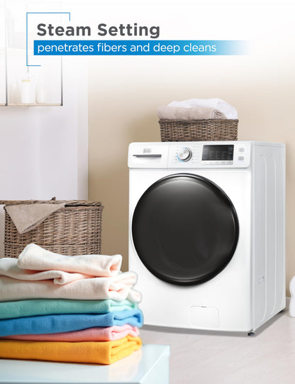 BLACK+DECKER 0.9 Cu. Ft. Portable Washer, 6.6 lb. Capacity Washing Machine for Homes & Apartments, 5 Wash Cycles, Quick Connect Sink Adapter and Drain Hose Included, LED Display, BPWM09W, White