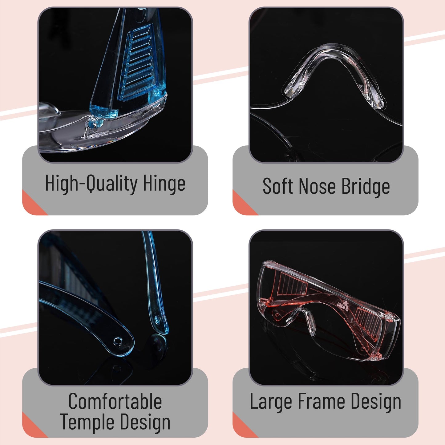 UNCO- Safety Goggles Over Glasses, Protective Goggles, Anti Fog, Work, Safety Glasses Over