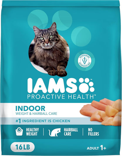 IAMS Proactive Health Indoor Dry Cat Food, Chicken & Turkey, 7 lb | Vet-recommended, Real Chicken #1 Ingredient, Proprietary Fiber Blend, Prebiotics for Healthy Digestion, Hairball Control